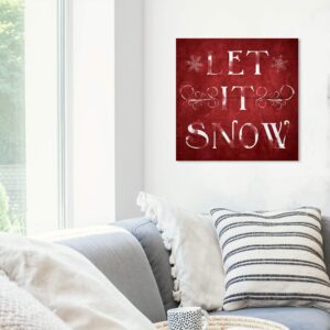 Wynwood Studio Holiday and Seasonal Wall Art Canvas Prints 'Let It Snow' Christmas Home Décor, 20" x 20", Red, White