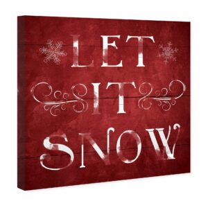 Wynwood Studio Holiday and Seasonal Wall Art Canvas Prints 'Let It Snow' Christmas Home Décor, 20" x 20", Red, White