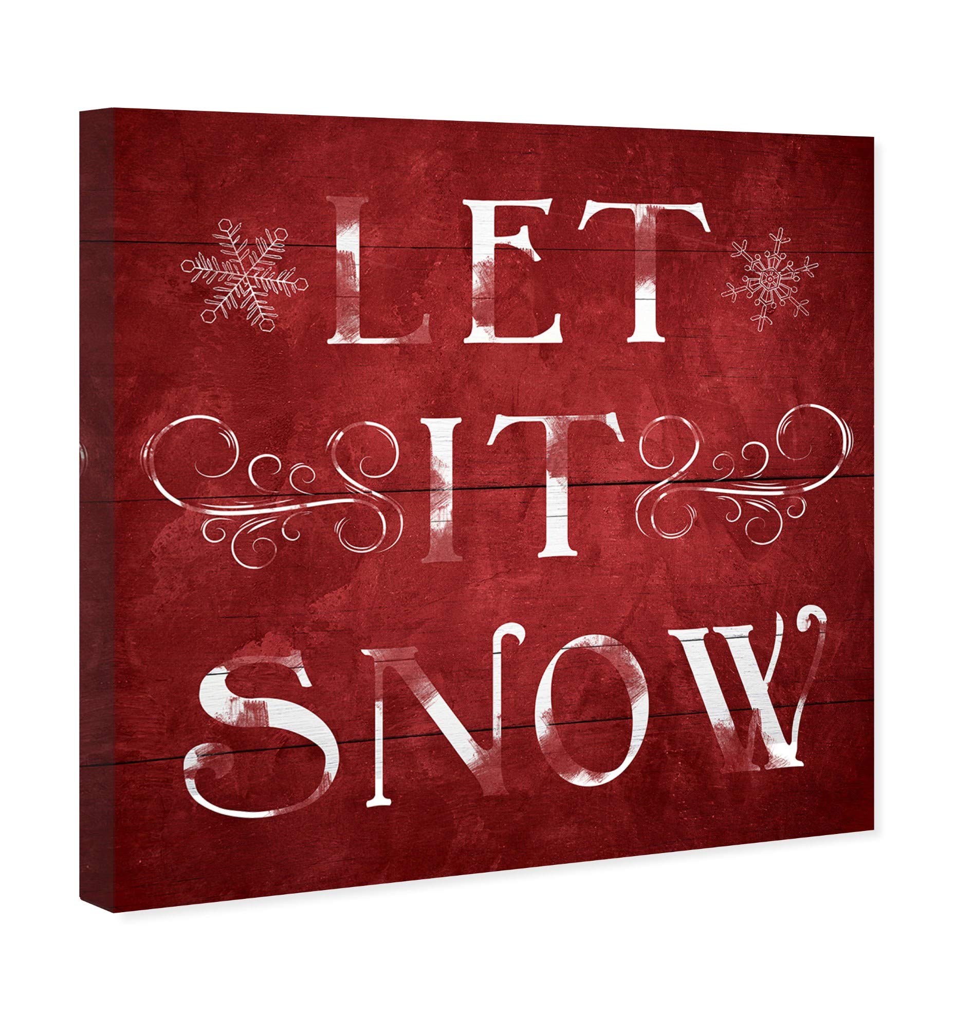 Wynwood Studio Holiday and Seasonal Wall Art Canvas Prints 'Let It Snow' Christmas Home Décor, 20" x 20", Red, White