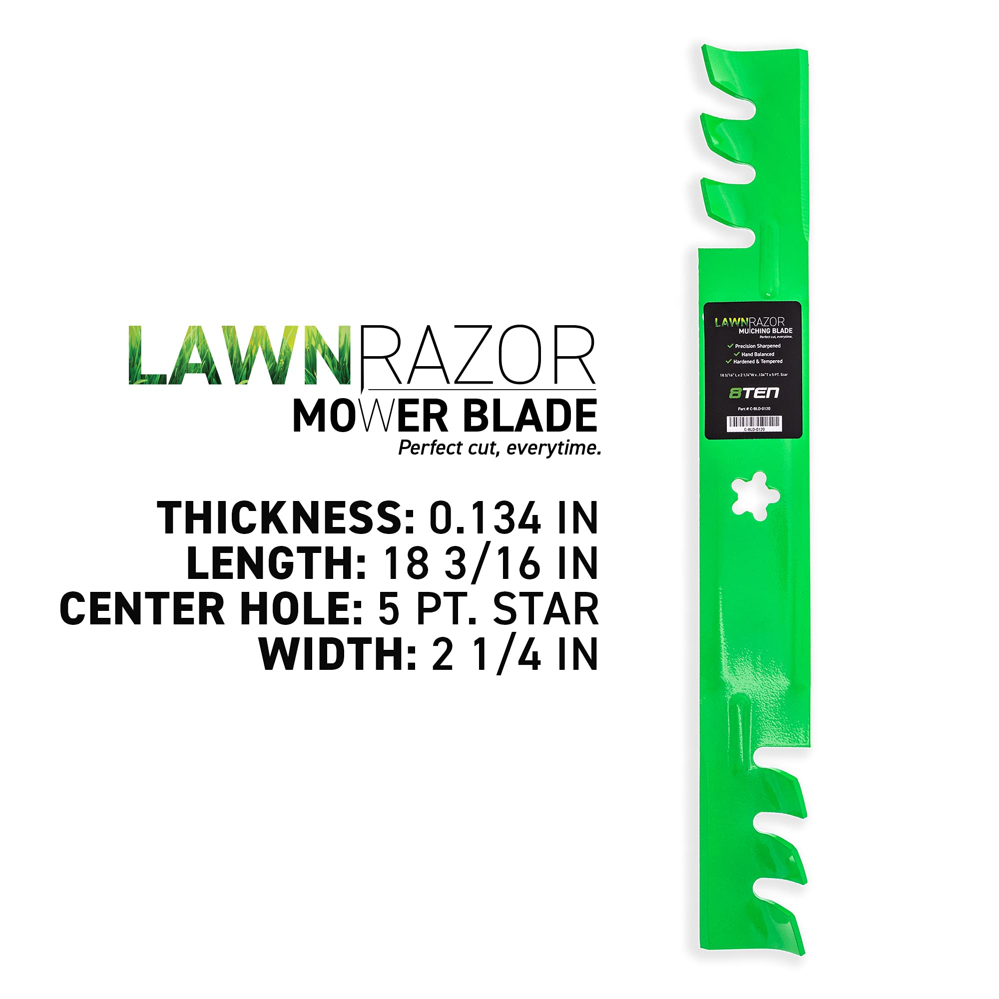 8TEN LawnRAZOR Mower Blade Set for AYP Husqvarna Poulan 36 inch Deck 126338 127841 532138496 917532127841 (Toothed Mulching)