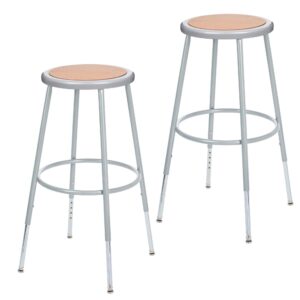 oef furnishings (2 pack) height adjustable grey shop stool, 25-32"" high (oef6224h/2)
