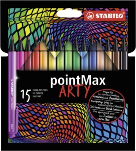 stabilo fineliner pointmax - arty - pack of 15 - assorted colours