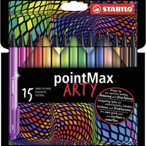 STABILO Fineliner pointMax - ARTY - Pack of 15 - Assorted Colours