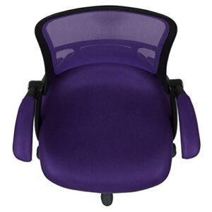 Flash Furniture Porter High-Back Swivel Office Chair with Adjustable Lumbar Support and Seat Height, Ergonomic Mesh Desk Chair with Flip-Up Armrests, Purple/Black