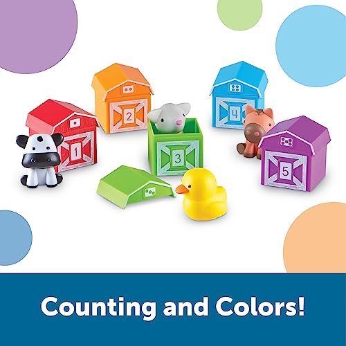 Learning Resources Peekaboo Learning Farm - 10 Pieces, Ages 18+ Months Toddler Learning Toys, Counting and Sorting Toys, Farm Animals Toys