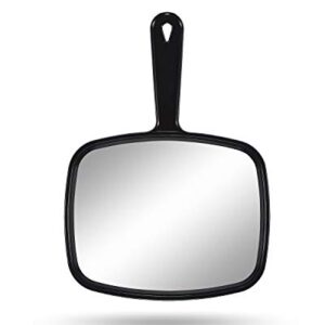 Gladmart Hand Mirror Salon Barber Hairdressing Handheld Mirror with Handle(Square Black 7.4 x 10.3 inches)