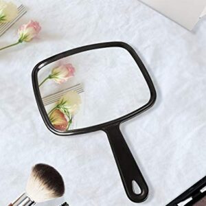 Gladmart Hand Mirror Salon Barber Hairdressing Handheld Mirror with Handle(Square Black 7.4 x 10.3 inches)