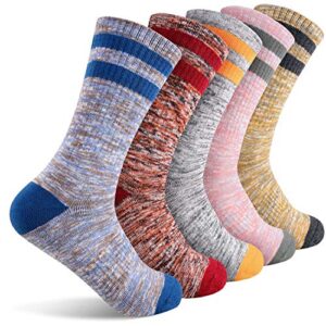 feideer women's walking hiking socks, 5-pack outdoor recreation socks wicking cushion crew socks (5wsl18105-l)
