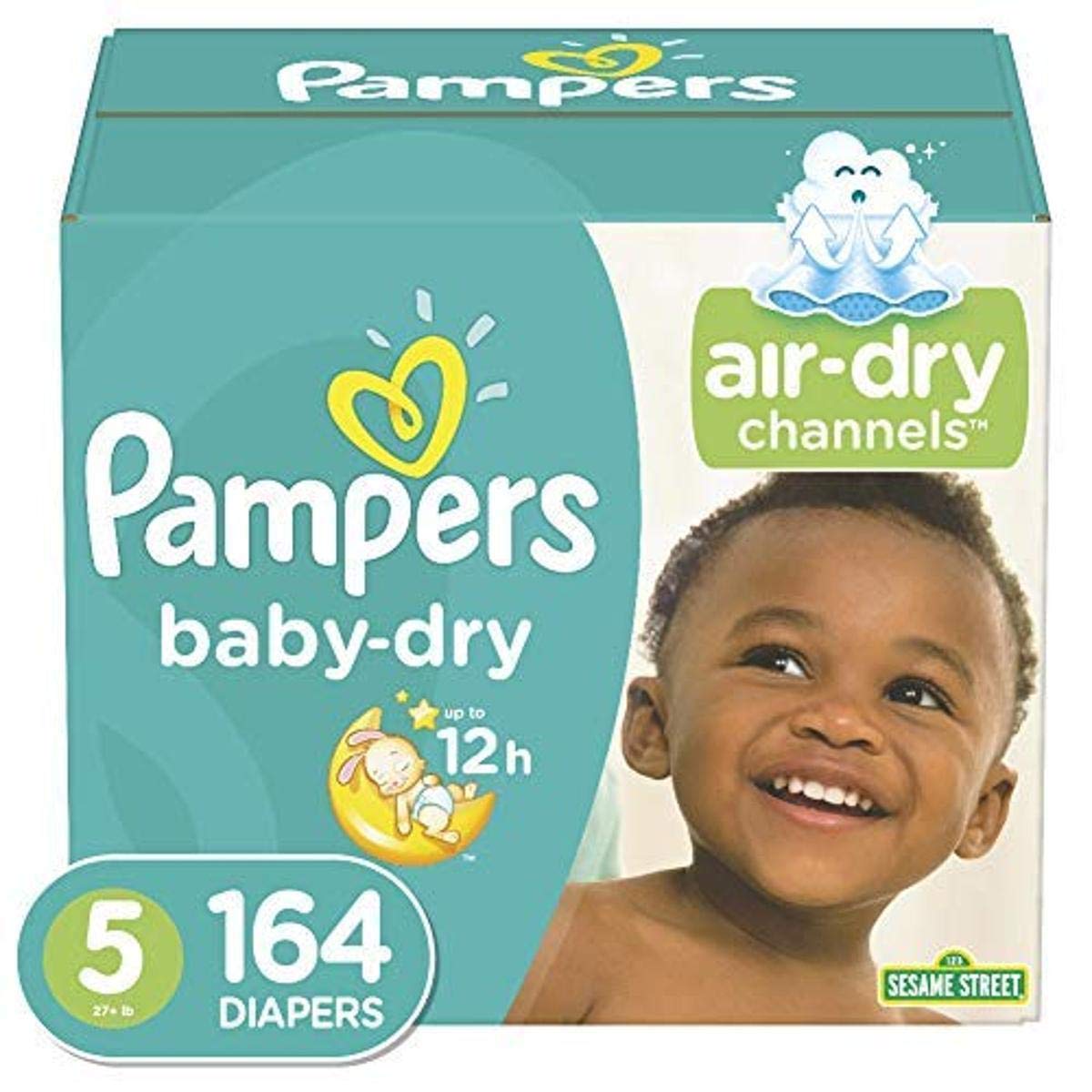 Diapers Size 5, 164 Count and Baby Wipes - Pampers Baby Dry Disposable Baby Diapers, ONE Month Supply with Pampers Complete Clean Scented Baby Wipes, 1152 Count