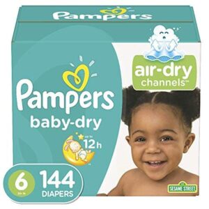 diapers size 6, 144 count and baby wipes - pampers baby dry disposable baby diapers, one month supply with pampers complete clean scented baby wipes, 1152 count