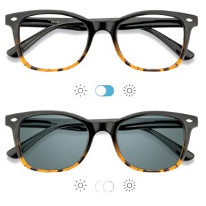 YEIN Blue Light Blocking Glasses, Photochromic Gray Sunglasses, Anti Eyestrain, Computer Reading Glasses, TV Glasses for Women/Men