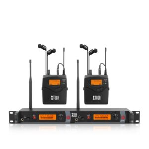 xtuga rw2080 whole metal wireless in ear monitor system 2 channel 2 bodypacks monitoring with in earphone wireless type used for stage or studio frequency902-928mhz with transmitter