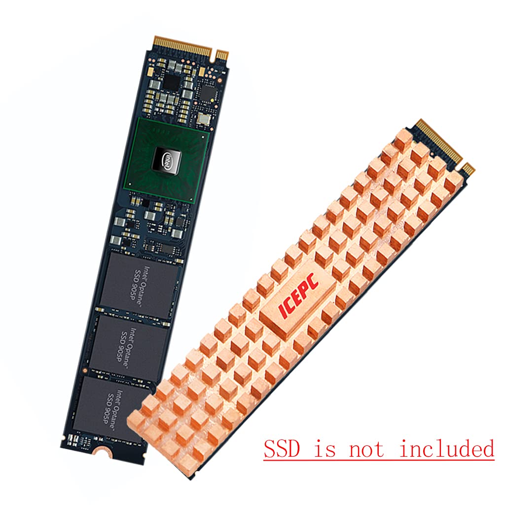 icepc M.2 22110 Pure Copper Heatsink with Thermal Conductive Adhesive for Cooling M.2 NVME 22110 NGFF SSD Radiator, Suitable for Enterprise-Class Server or PC 22110 Solid State Disk