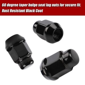 20PCS 1.4 inch 12x1.5 Closed End Bulge Acorn Black Lug Nuts - Cone Seat - 19mm Hex Wheel Lug Nut for Accord Civic Element HR-V Escape Sierra