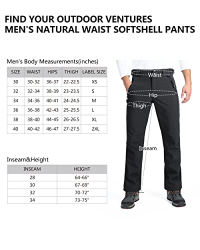 Outdoor Ventures Men's Lite Waterproof Windproof Fleece Lined Warm Hiking Ski Snow Pants Expandable-Waist