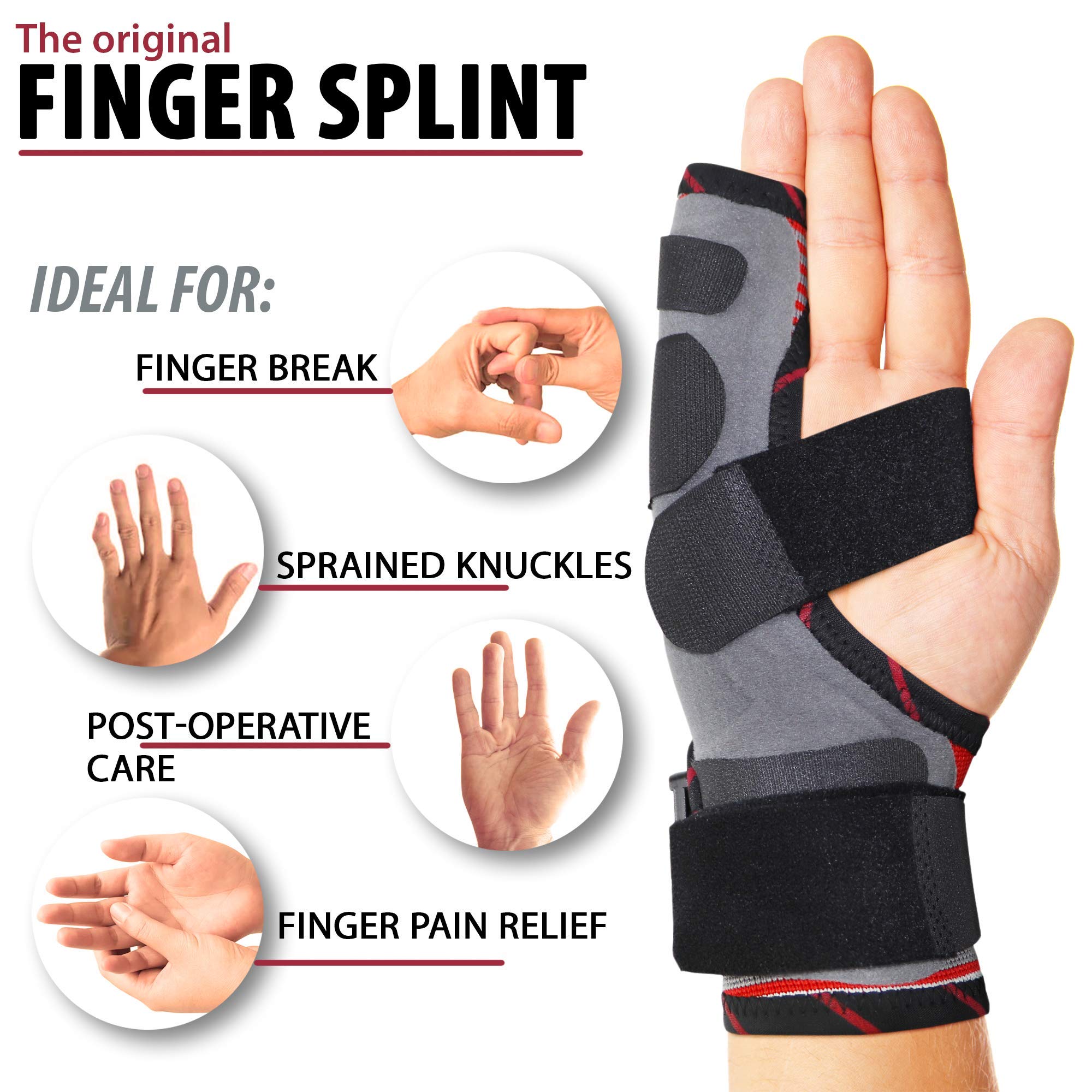 ORTONYX Pinky Finger Splint Boxer Fracture Brace Immobilizer for Broken Fingers, Metacarpal Syndrome and Ulnar Gutter - Neoptrene and Latex Free - Left or Right Hand / ACKB434