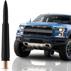 bullet antenna for ford f150 (2009-2024) - highly durable premium truck antenna 4.25 inch - car wash-proof radio antenna for fm am - black, 30 caliber design - ford f150 accessories