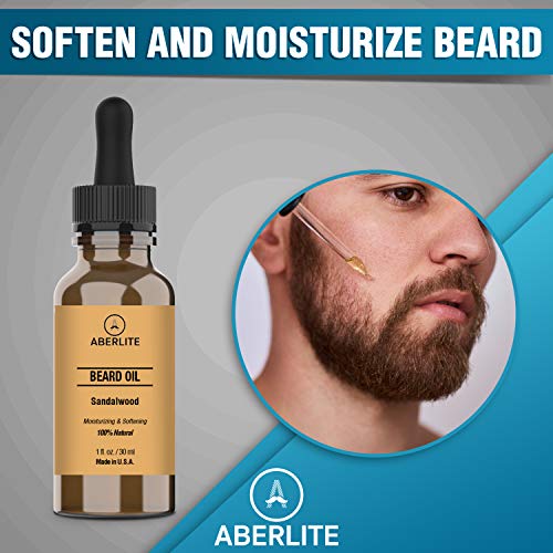 Aberlite Beard Oil For Men Growth Products - Beard Growth Oil And Moisturizer - Beard Conditioner And Oil - Softens & Moisturizes - For Thick Coarse Hair - Great For Black Men