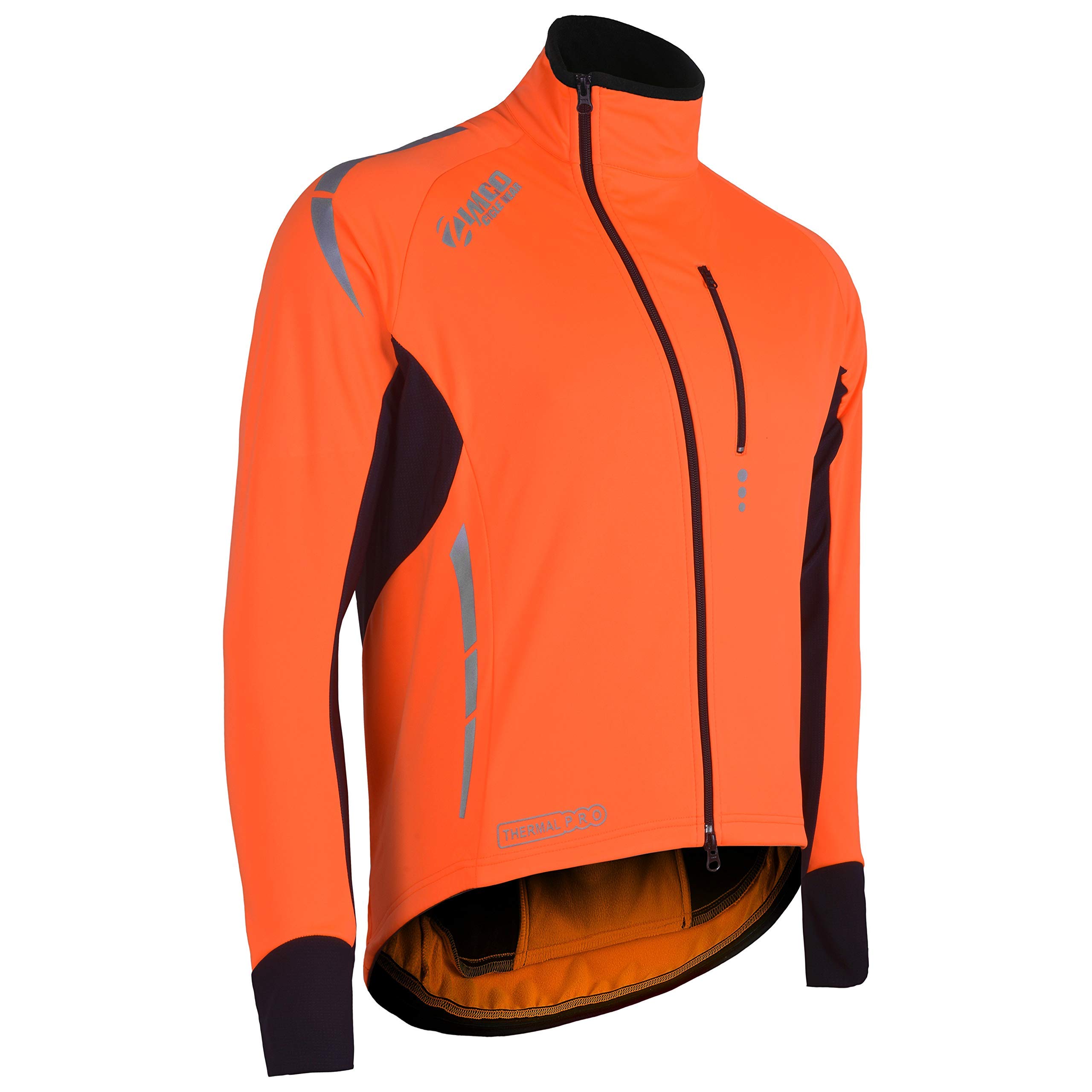 Zimco Pro Men Winter Cycling Jackets High Viz Bicycle Jersey Windproof Thermal Insulated Jacket (2XL, Tangerine)