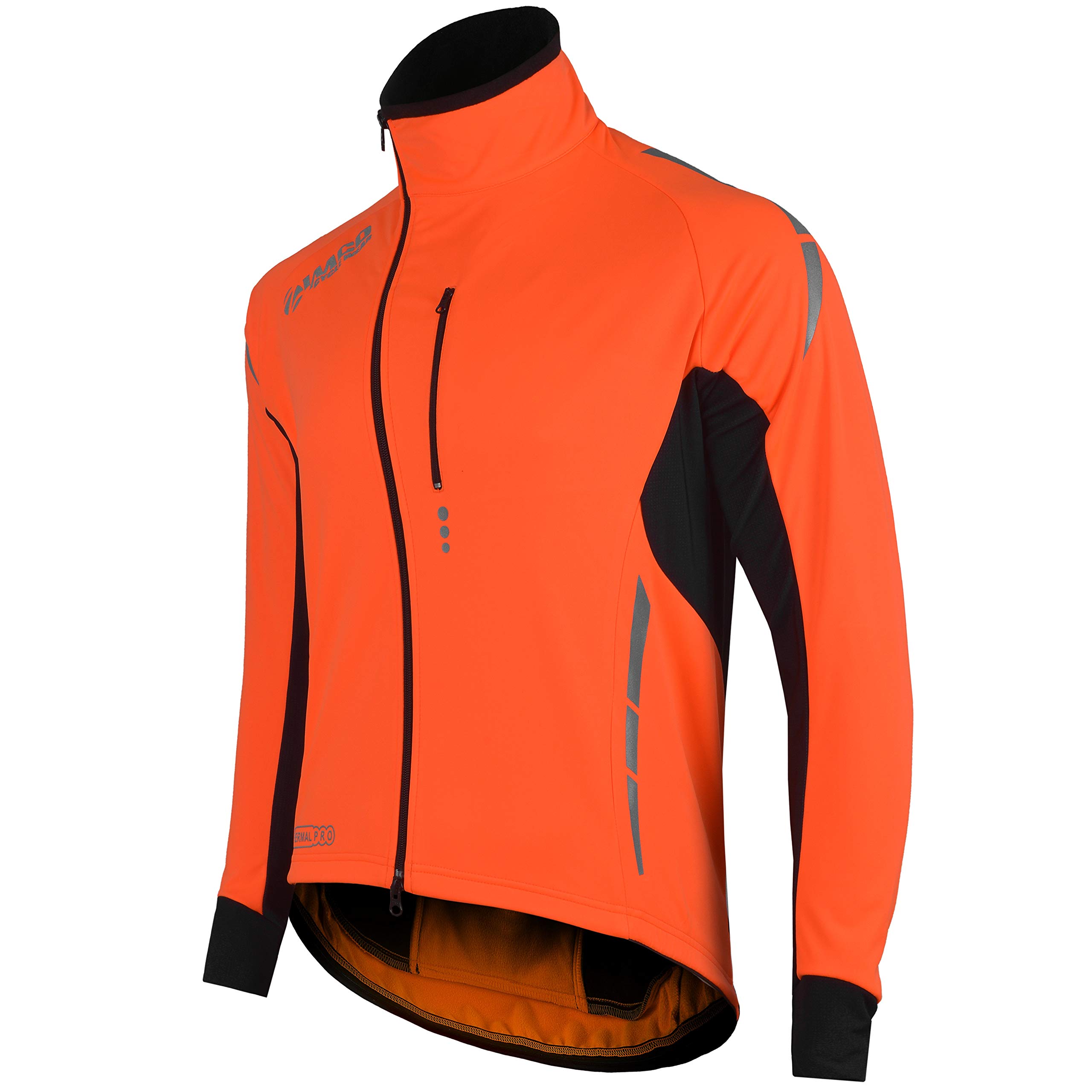 Zimco Pro Men Winter Cycling Jackets High Viz Bicycle Jersey Windproof Thermal Insulated Jacket (2XL, Tangerine)