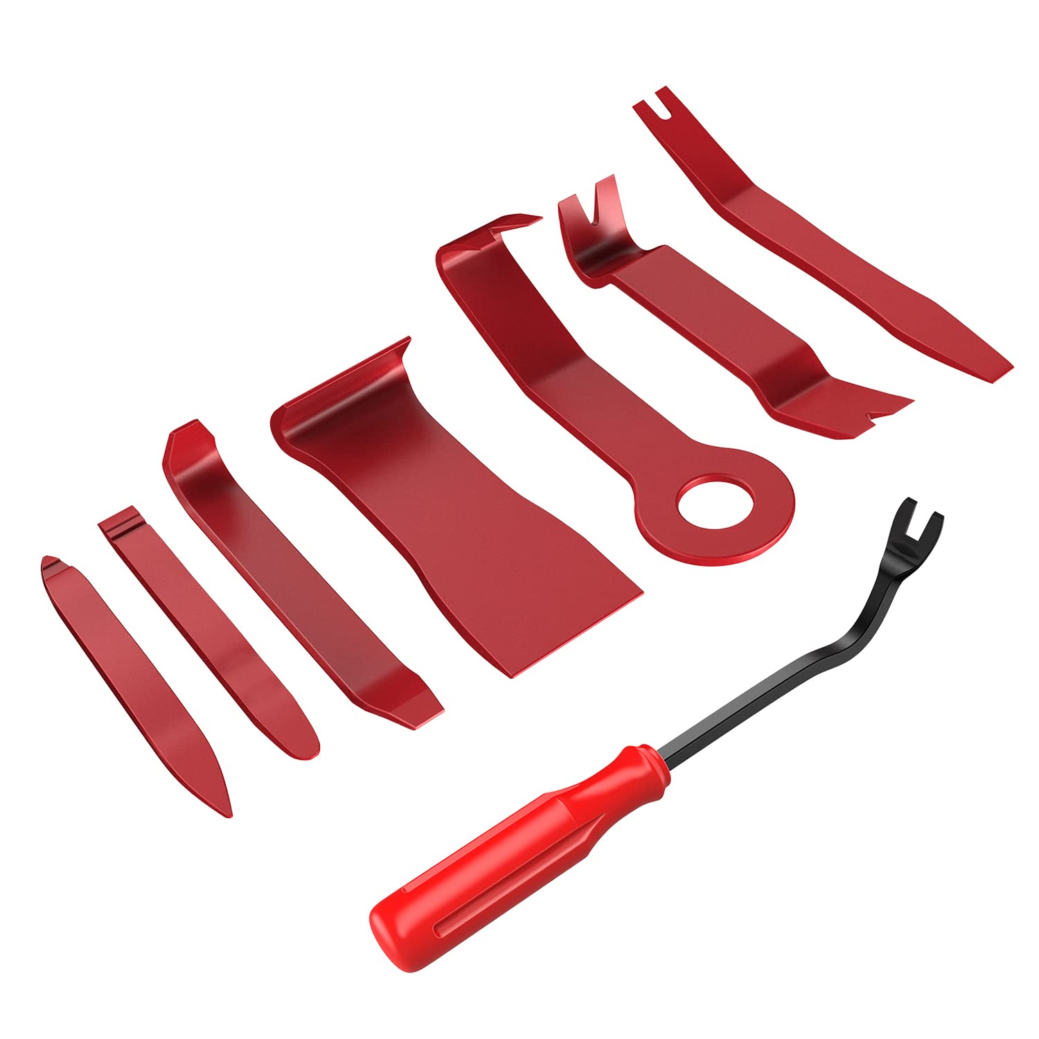 GOOACC 8PCS Auto Trim Scratch Removal Tool Car Audio Dash Panel Window Molding Fastener Remover Tool Kit-Red