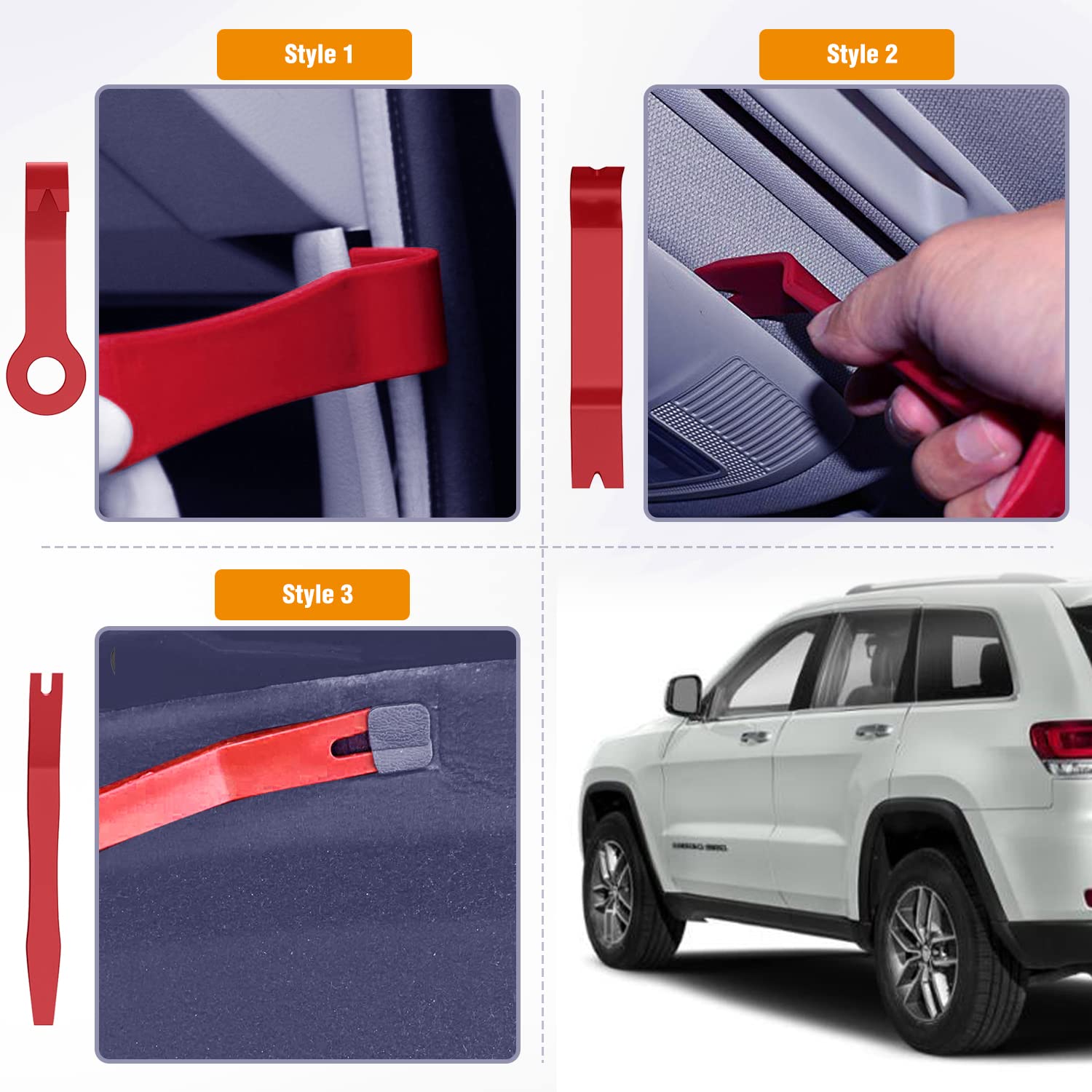 GOOACC 8PCS Auto Trim Scratch Removal Tool Car Audio Dash Panel Window Molding Fastener Remover Tool Kit-Red