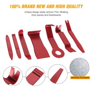 GOOACC 8PCS Auto Trim Scratch Removal Tool Car Audio Dash Panel Window Molding Fastener Remover Tool Kit-Red