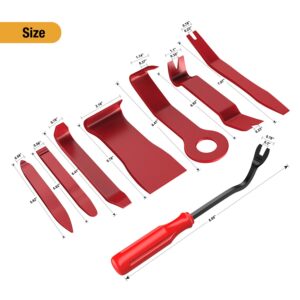 GOOACC 8PCS Auto Trim Scratch Removal Tool Car Audio Dash Panel Window Molding Fastener Remover Tool Kit-Red