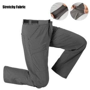 FREE SOLDIER Men's Outdoor Cargo Hiking Pants with Belt Lightweight Waterproof Quick Dry Tactical Pants Nylon Spandex (Gray 34W/30L)