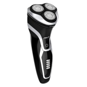 electric razor, max-t corded and cordless rotary shaver for men with pop up trimmer,ipx7 100% waterproof wet dry with usb cable, black