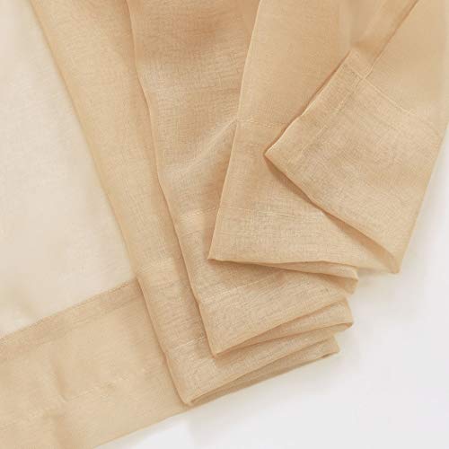 MYSTIC-HOME Sheer Curtains Taupe 45 Inch Length, Rod Pocket Voile Drapes for Living Room, Bedroom, Window Treatments Semi Crinkle Curtain Panels for Yard, Patio, Villa, Parlor, Set of 2, 52"x 45"