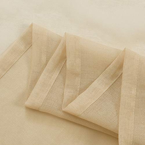 MYSTIC-HOME Sheer Curtains Taupe 45 Inch Length, Rod Pocket Voile Drapes for Living Room, Bedroom, Window Treatments Semi Crinkle Curtain Panels for Yard, Patio, Villa, Parlor, Set of 2, 52"x 45"