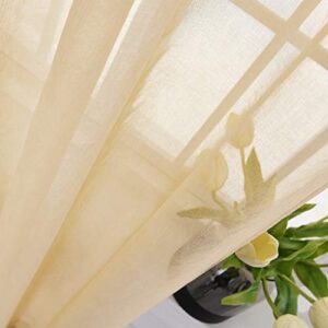 MYSTIC-HOME Sheer Curtains Taupe 45 Inch Length, Rod Pocket Voile Drapes for Living Room, Bedroom, Window Treatments Semi Crinkle Curtain Panels for Yard, Patio, Villa, Parlor, Set of 2, 52"x 45"