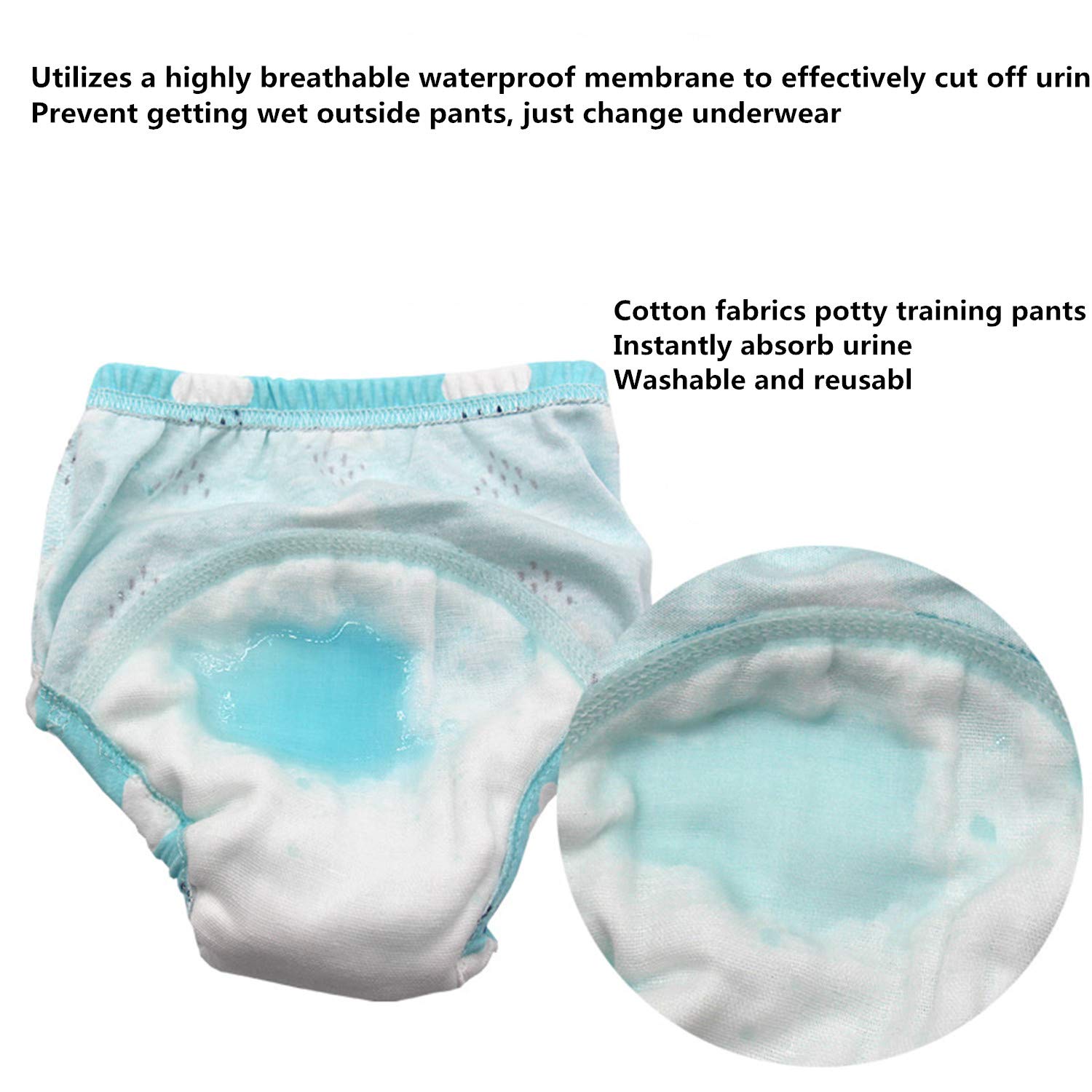 4 Pack Baby Toddler Potty Training Pants Layered Cotton Training Underwear for Toddlers Girls Boys (3T, A)