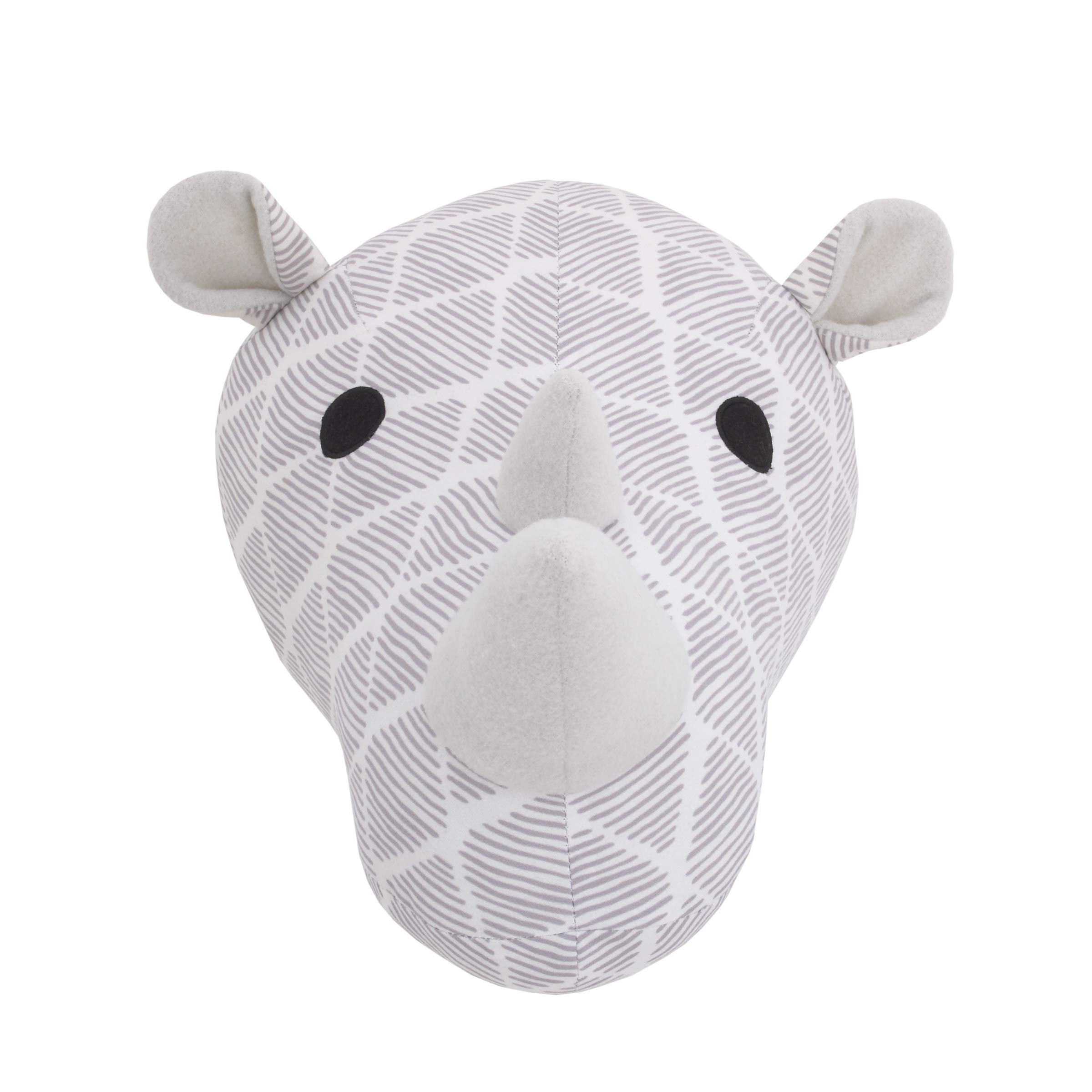 NoJo Grey and White Rhino Plush Head Wall Décor