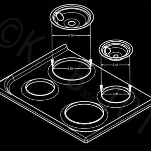 KITCHEN BASICS 101 Made in the USA WB31M20 WB31M19 Replacement Range Cooktop Porcelain Drip Pans for GE 2 6-Inch & 2 8-Inch Pans, 4 Pc