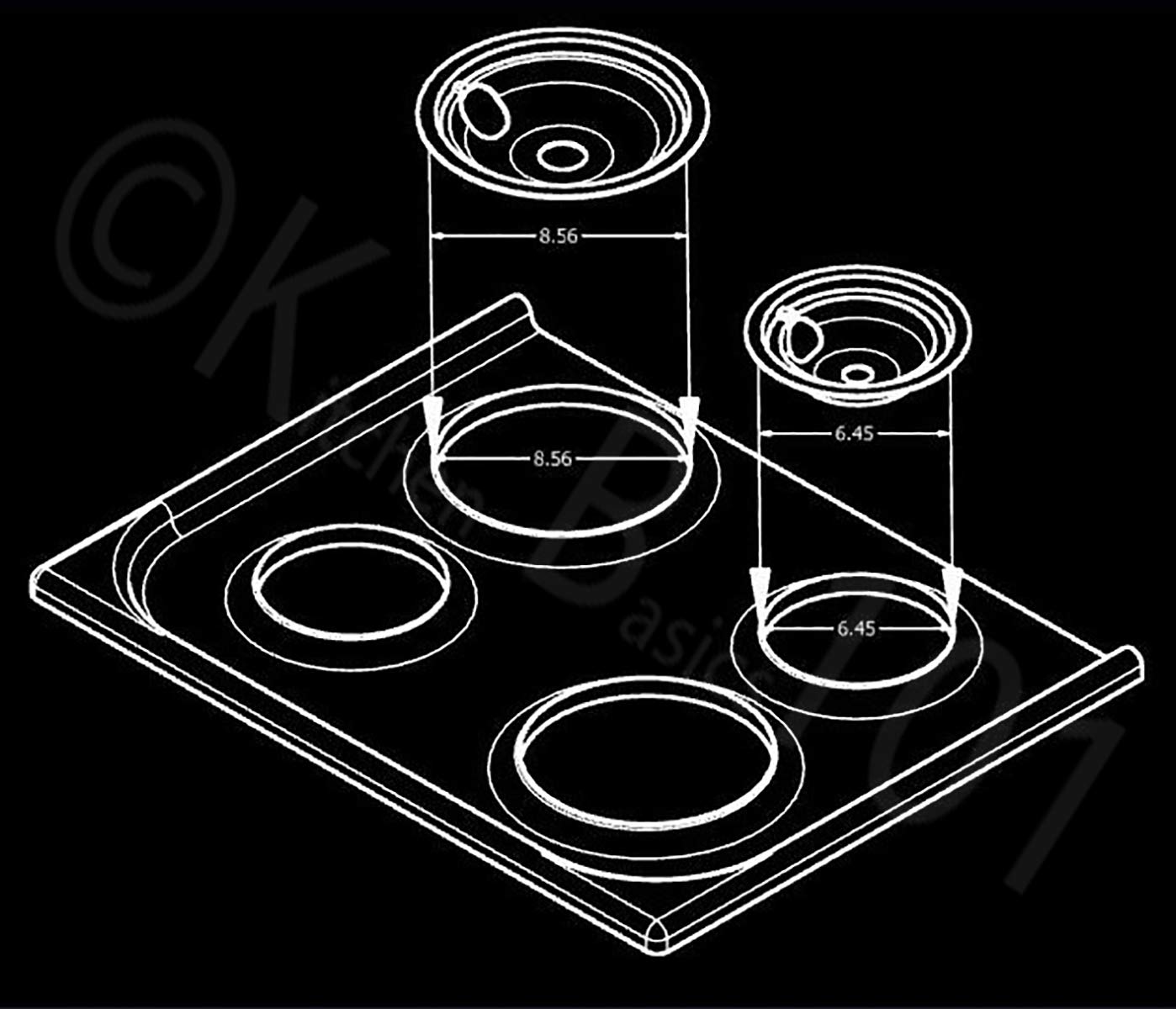 KITCHEN BASICS 101 Made in the USA WB31M20 WB31M19 Replacement Range Cooktop Porcelain Drip Pans for GE 2 6-Inch & 2 8-Inch Pans, 4 Pc