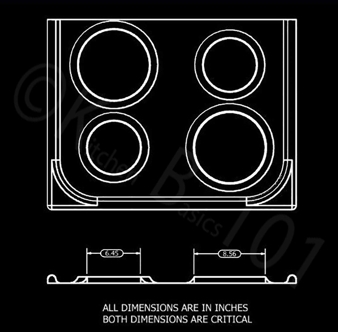 KITCHEN BASICS 101 Made in the USA WB31M20 WB31M19 Replacement Range Cooktop Porcelain Drip Pans for GE 2 6-Inch & 2 8-Inch Pans, 4 Pc