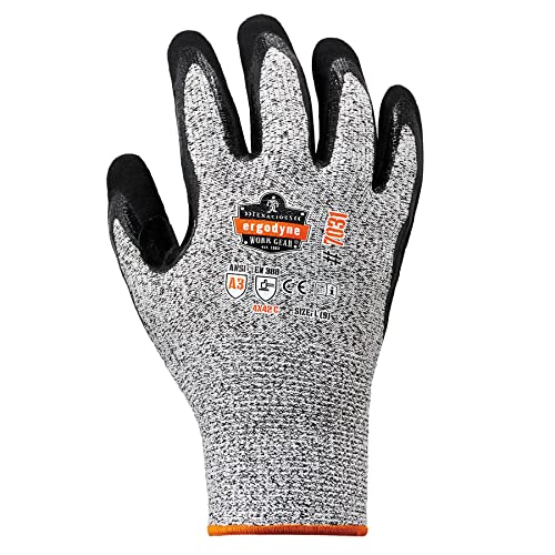 Ergodyne unisex adult Nitrile-coated ANSI A3 Nitrile Coated CR Gloves, Gray, Large US, Pack of 1