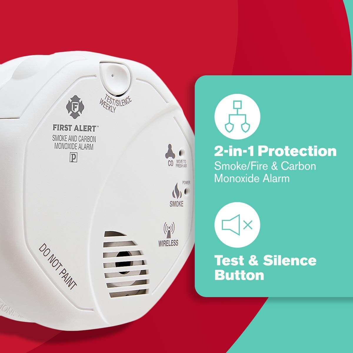 First Alert Battery Powered Wireless Interconnected Photoelectric Smoke and Carbon Monoxide Combo Alarm with Voice and Location, SCO500B- (Pack of 3)