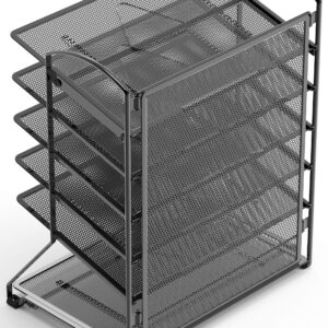 Simple Houseware 6 Tier Desktop Document Letter Tray Organizer, Black - 2 Pack