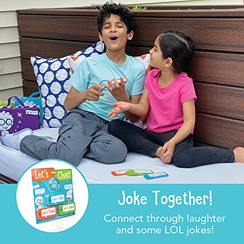 Open The Joy Let’s Chat 3-in-1 Conversation Starters Cards for Kids - Grab and Go Travel Card Games for Car, Airplanes - Talk, Think, Joke Cards - Ages 4+