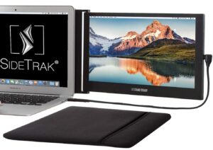 sidetrak slide portable monitor 12.5" screen with carrying case - attaches to your laptop for easy travel - efficient usb power - fits mac and pc 13"-17" laptops - full hd ips display (patent pending)