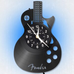 kinglive music wall clock, guitar vinyl wall clock12”(30cm) 7 kinds of led color art night light home decor music instrument wall clock,gift for men