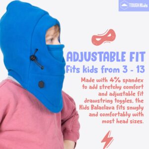 Tough Headwear Kids Winter Hat with Mask - Ski Mask for Kids - Ninja Kids Balaclava & Winter Face Mask for Kids w/Hood - Toddler Balaclava Blue