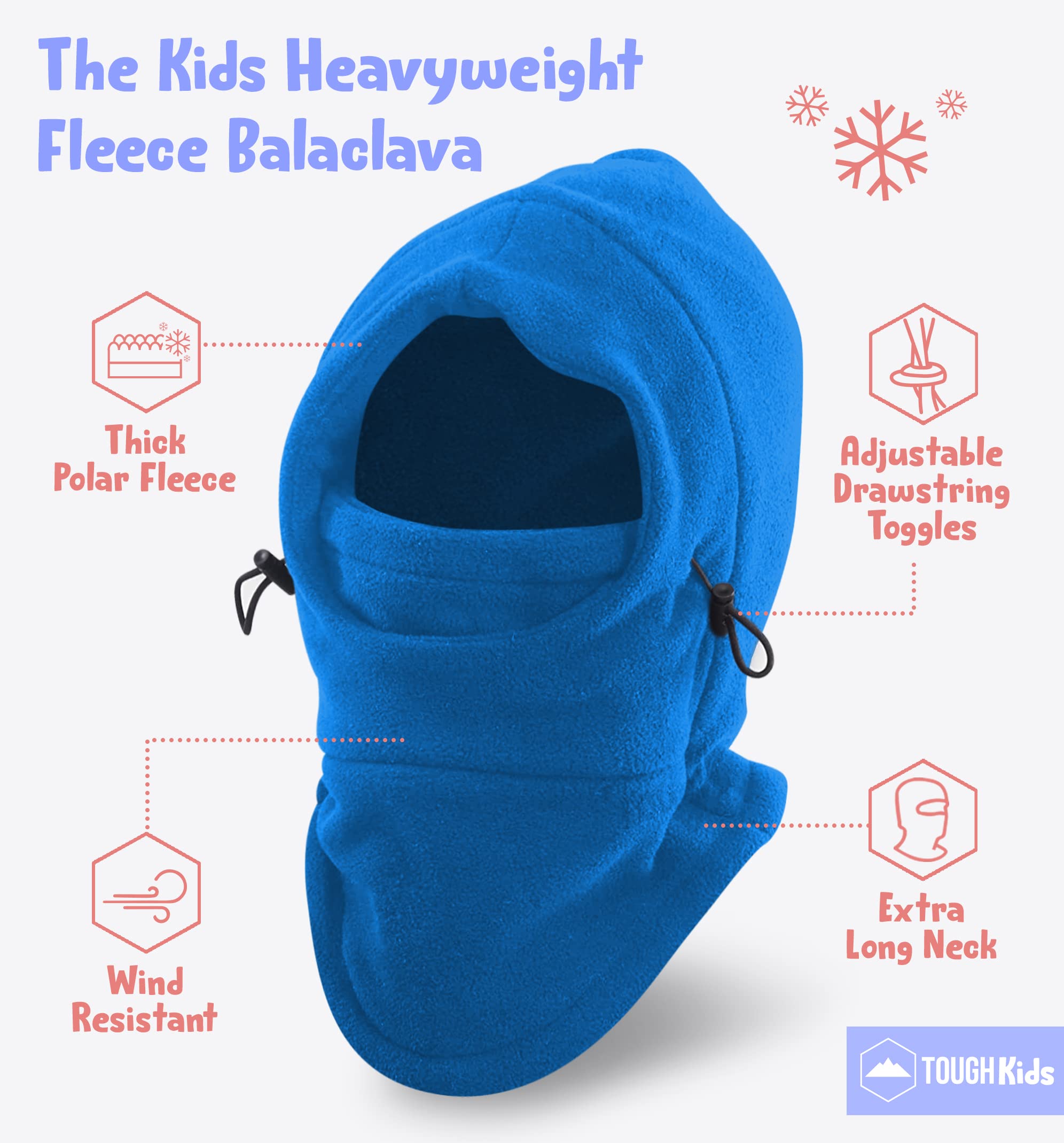 Tough Headwear Kids Winter Hat with Mask - Ski Mask for Kids - Ninja Kids Balaclava & Winter Face Mask for Kids w/Hood - Toddler Balaclava Blue