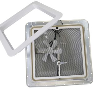 Class A Customs 12 Volt Powered 14" RV Roof Vent with White Wedge Style Lid - Putty & Screws | 71112A-PS