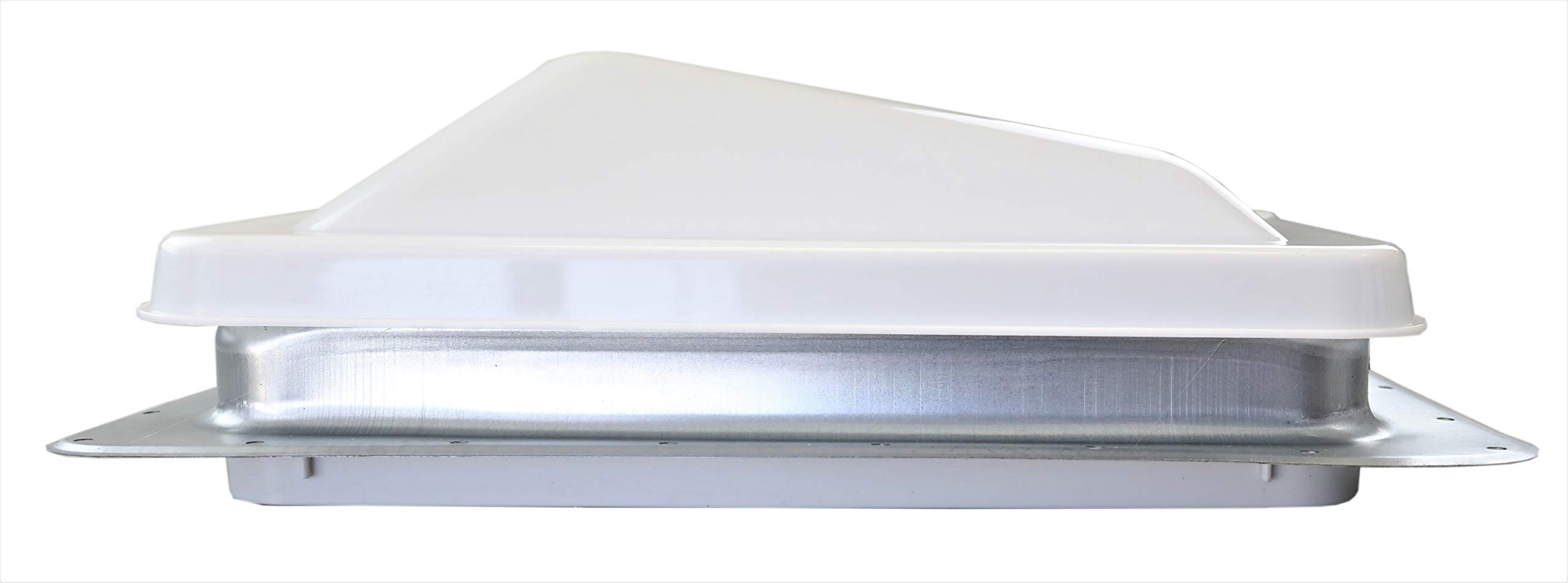 Class A Customs 12 Volt Powered 14" RV Roof Vent with White Wedge Style Lid - Putty & Screws | 71112A-PS