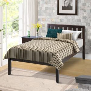 merax twin bed frame, platform bed twin size, wood platform bed with headboard and wood slat support, no box spring needed (espresso, twin)