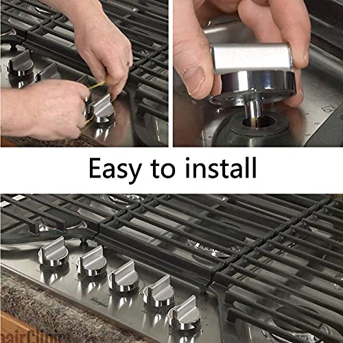 W10594481 5PCS Stainless Steel Cooker Stove Control knob ，Compatible Whirlpool Stove/Range-Replaces WPW10594481, W10594481, with a 0.3-inch"D" axis, 90 Degrees to The Rotating Surface.
